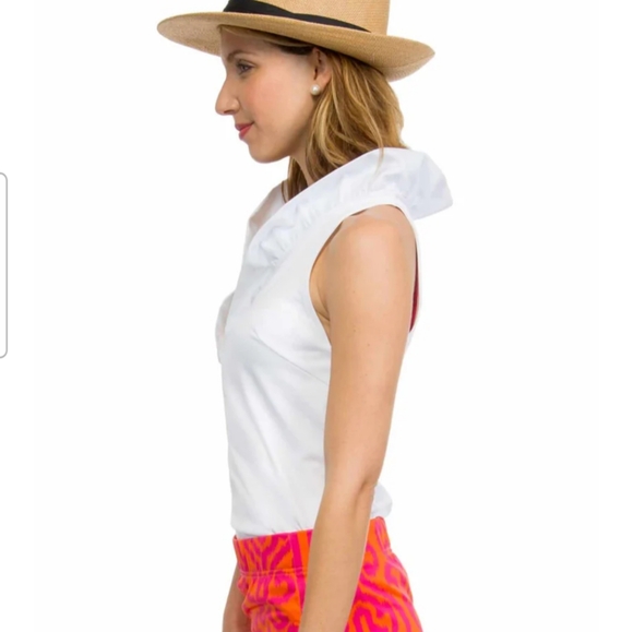 Gretchen Scott White Jersey Sleeveless Ruffneck Top - Picture 2 of 13